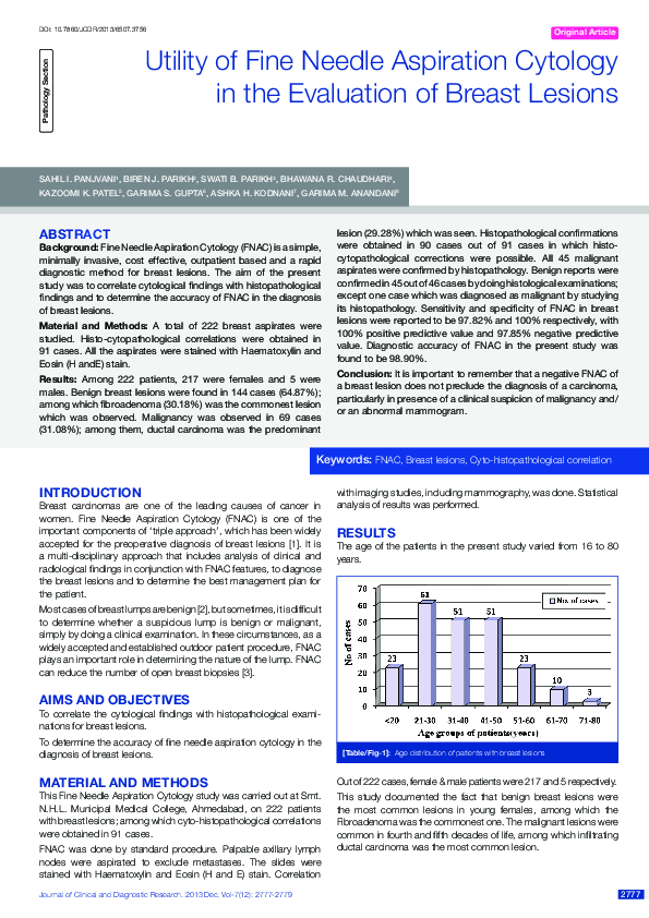 (PDF) Utility of Fine Needle Aspiration Cytology in the Evaluation of ...