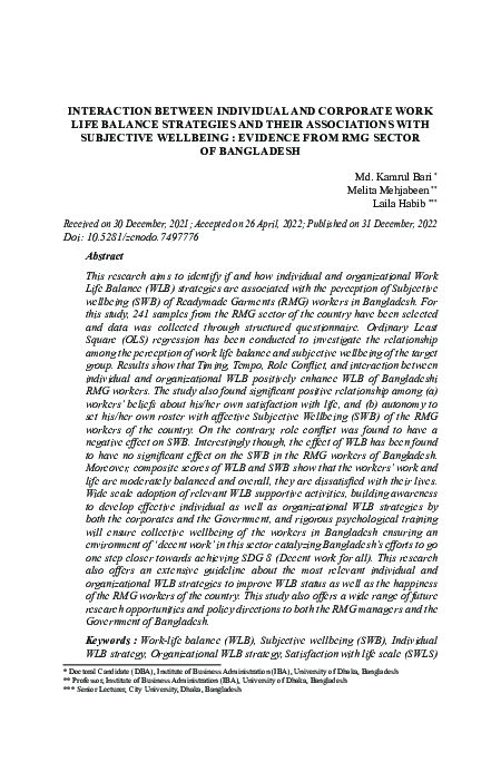 (PDF) Interaction Between Individual and Corporate Work Life Balance ...