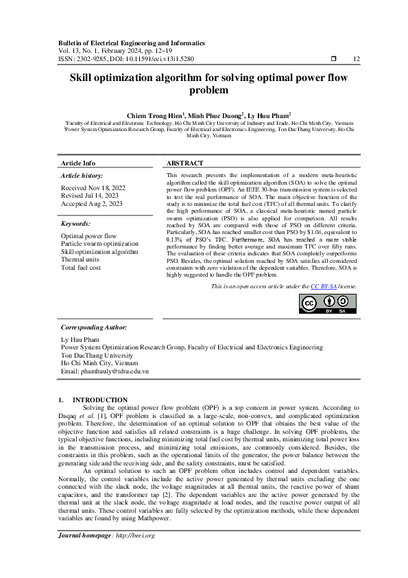 (PDF) Skill optimization algorithm for solving optimal power flow problem