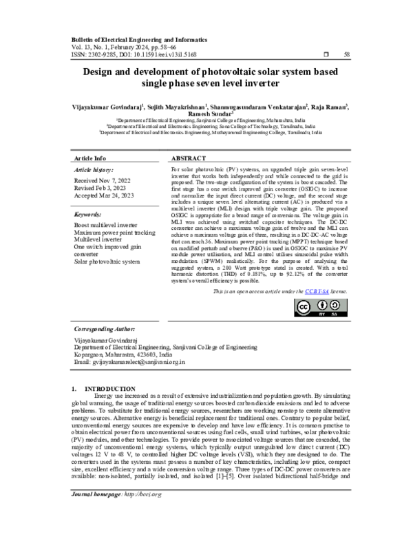 (PDF) Design and development of photovoltaic solar system based single ...