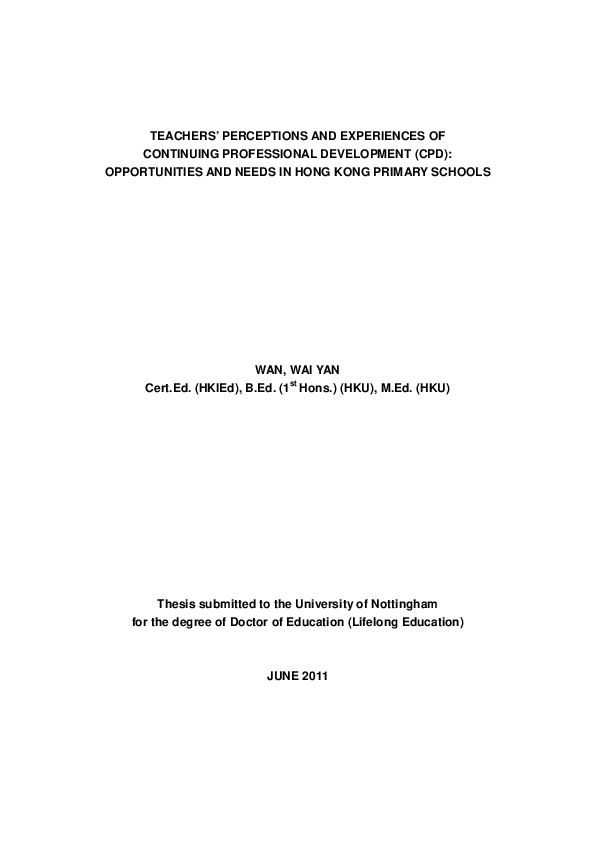 (PDF) Teachers' perceptions and experiences of continuing professional ...