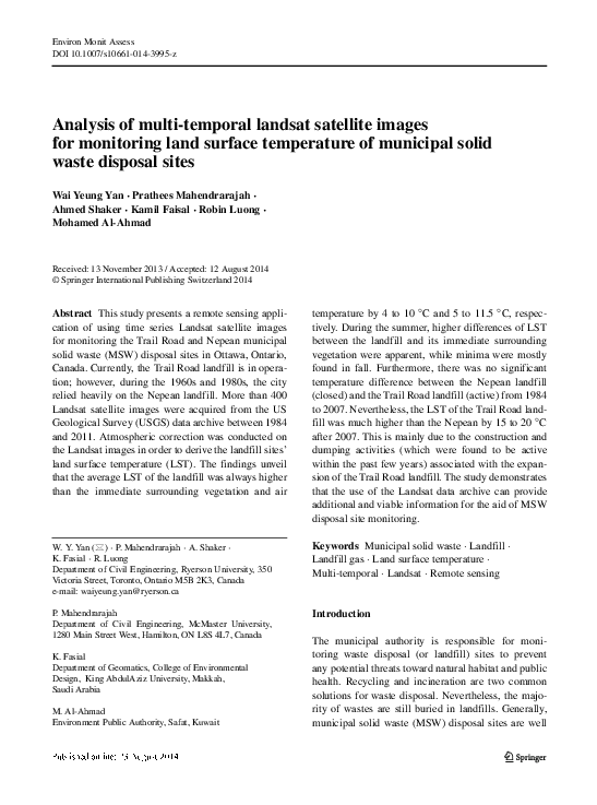 (PDF) Analysis of multi-temporal landsat satellite images for ...