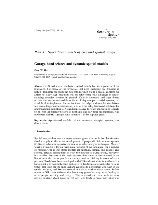 (PDF) Part 3 Specialized aspects of GIS and spatial analysis
