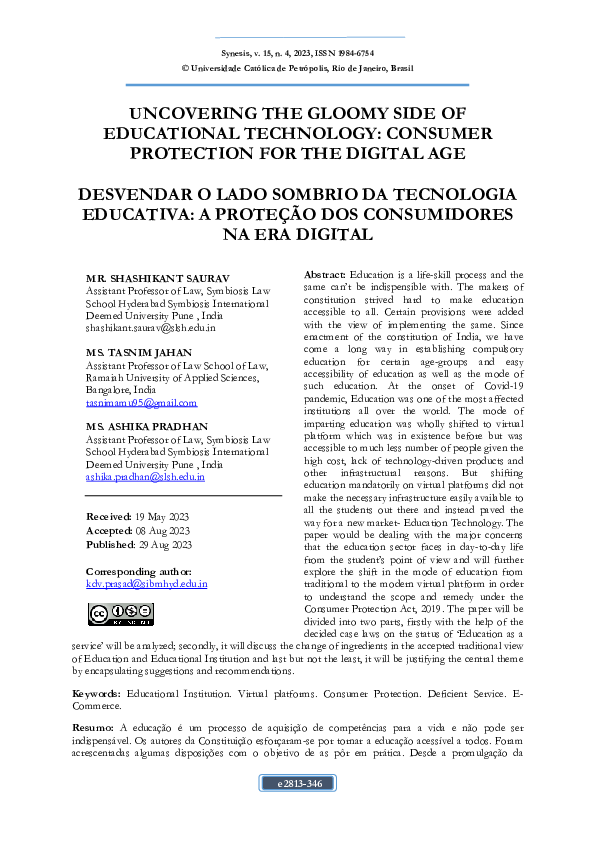 (PDF) UNCOVERING THE GLOOMY SIDE OF EDUCATIONAL TECHNOLOGY CONSUMER