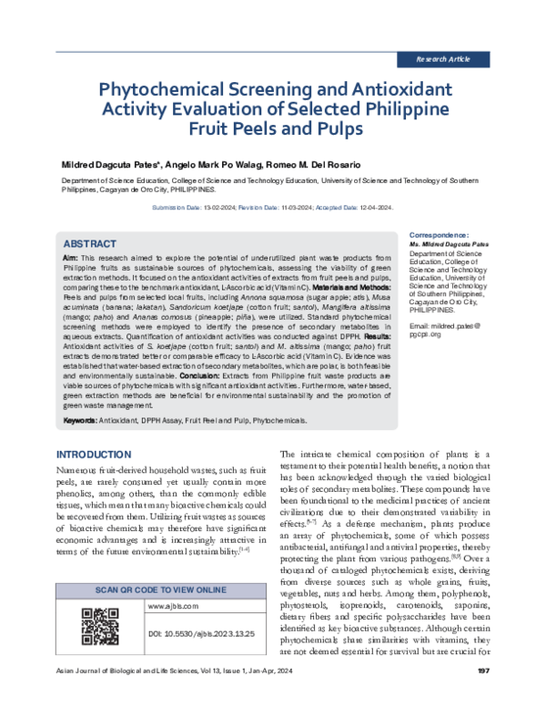 (PDF) Phytochemical Screening and Antioxidant Activity Evaluation of ...