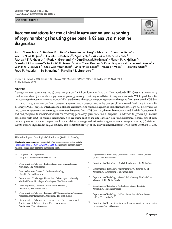 (PDF) Recommendations for the clinical interpretation and reporting of ...