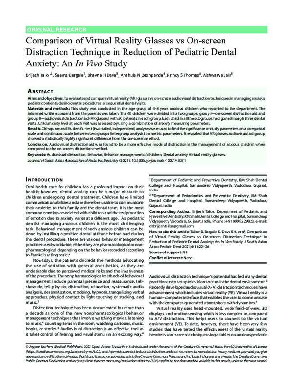 (PDF) Comparison of Virtual Reality Glasses vs On-screen Distraction ...