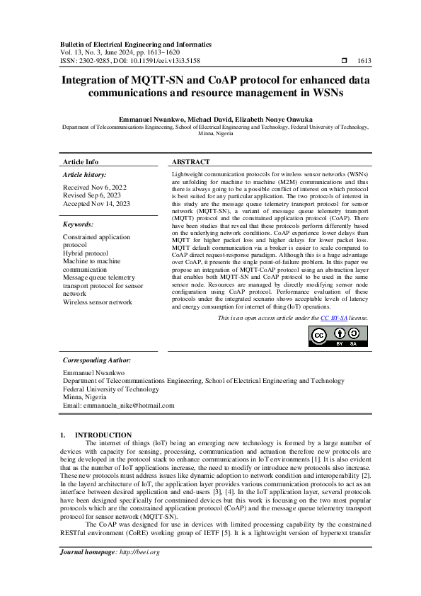 (PDF) Integration of MQTT-SN and CoAP protocol for enhanced data ...