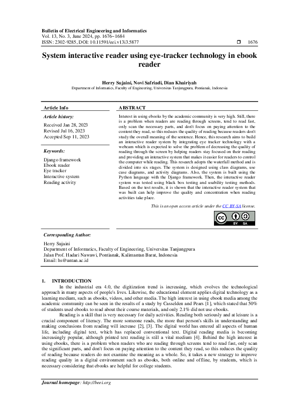 (PDF) System interactive reader using eye-tracker technology in ebook ...