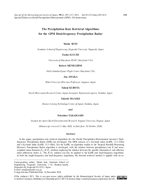(PDF) The Precipitation Rate Retrieval Algorithms for the GPM Dual ...