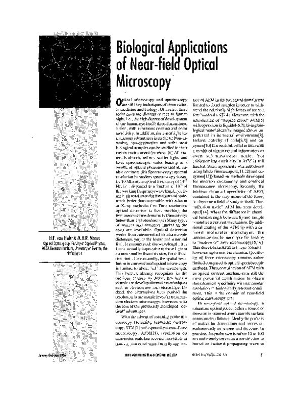 (PDF) Biological applications of near-field optical microscopy
