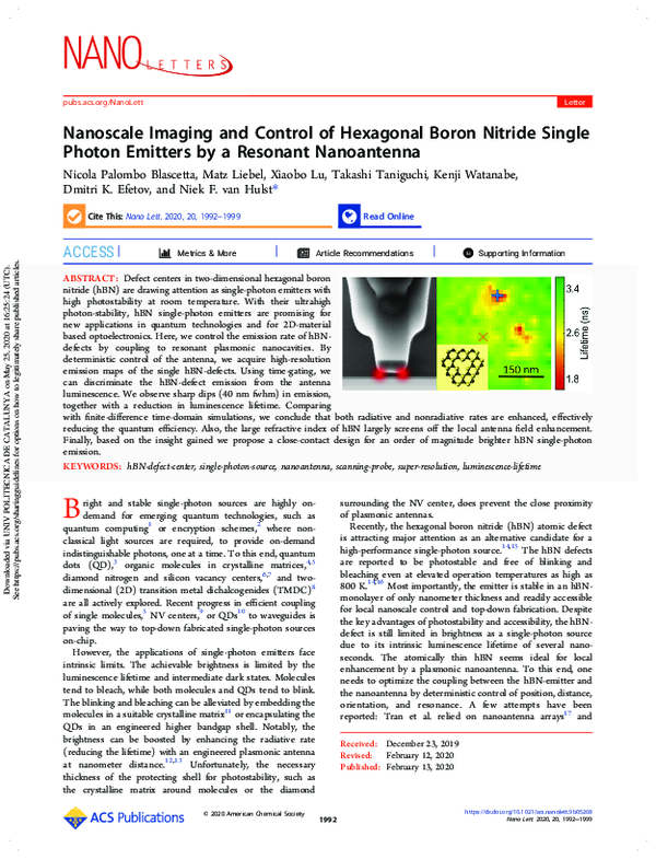 (PDF) Nanoscale Imaging and Control of Hexagonal Boron Nitride Single ...