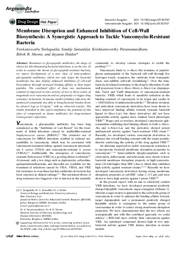 (PDF) Membrane Disruption and Enhanced Inhibition of Cell‐Wall ...