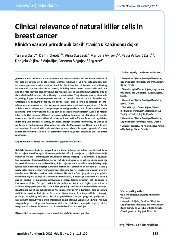(PDF) Clinical relevance of natural killer cells in breast cancer