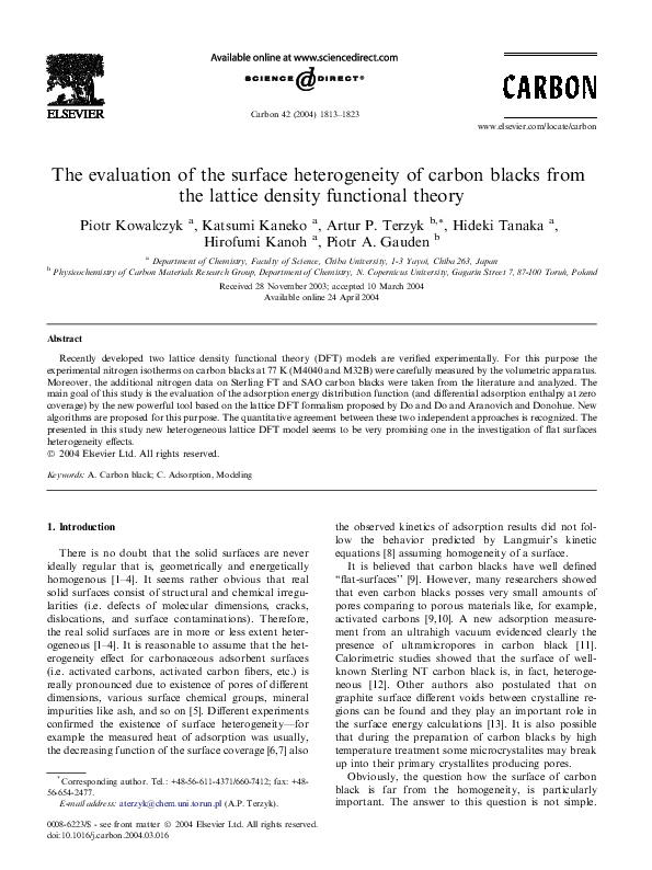 (PDF) The evaluation of the surface heterogeneity of carbon blacks from ...
