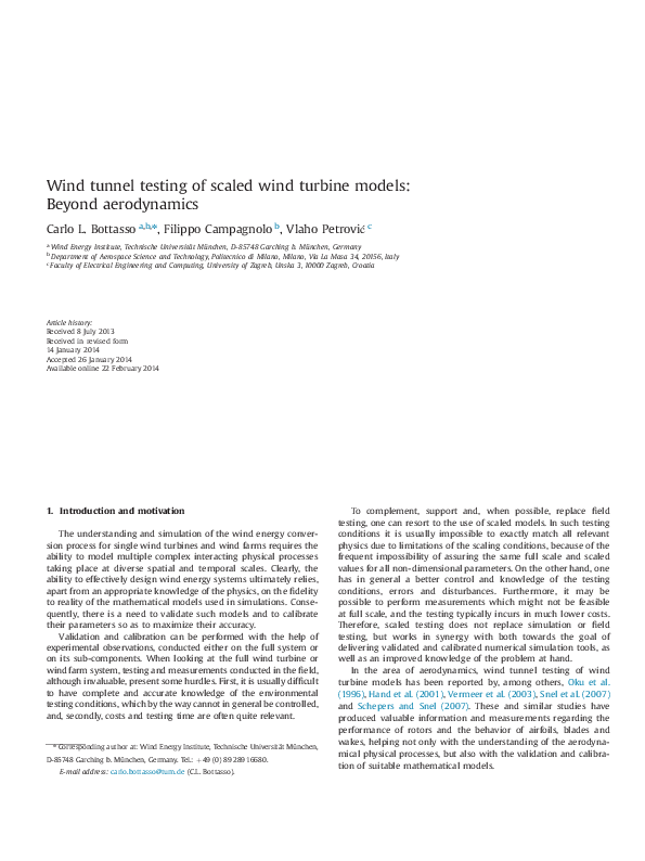 (PDF) Wind tunnel testing of scaled wind turbine models: Beyond ...