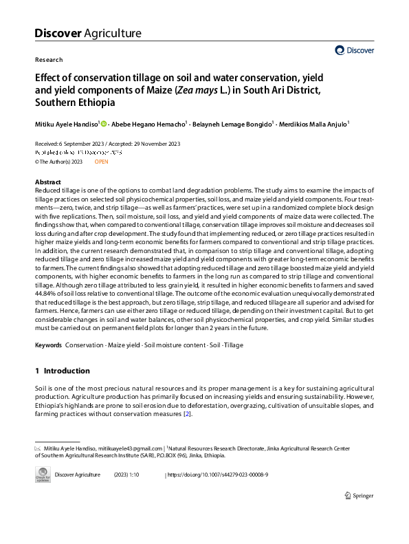 (PDF) Effect of conservation tillage on soil and water conservation ...