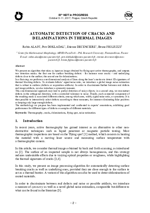 (PDF) Automatic Detection of Cracks and Delaminations in Thermal Images