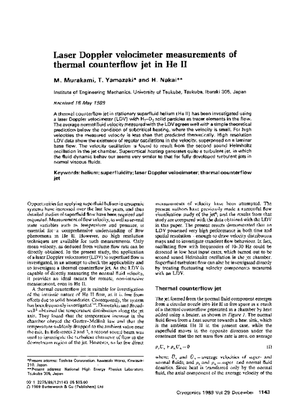 (PDF) Laser Doppler velocimeter measurements of thermal counterflow jet ...