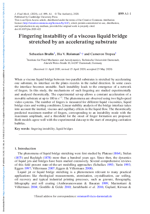 (PDF) Fingering instability of a viscous liquid bridge stretched by an ...