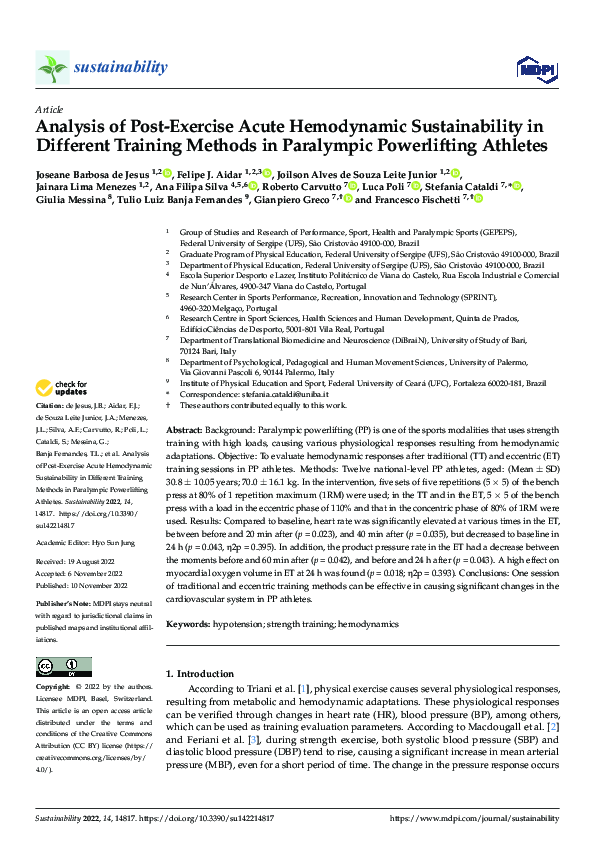 (PDF) Analysis of Post-Exercise Acute Hemodynamic Sustainability in ...