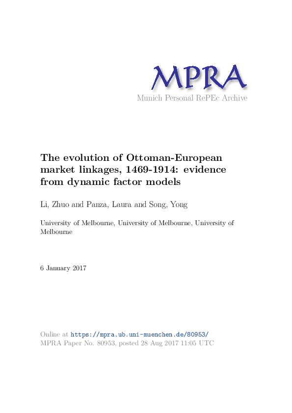 (PDF) The evolution of ottoman–European market linkages, 1469–1914 ...