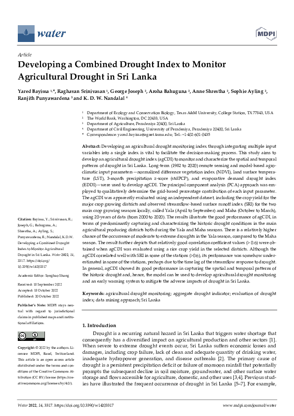 (PDF) Developing a Combined Drought Index to Monitor Agricultural ...