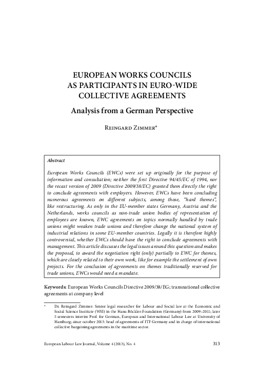 (PDF) European Works Councils as Participants in Euro-Wide Collective ...