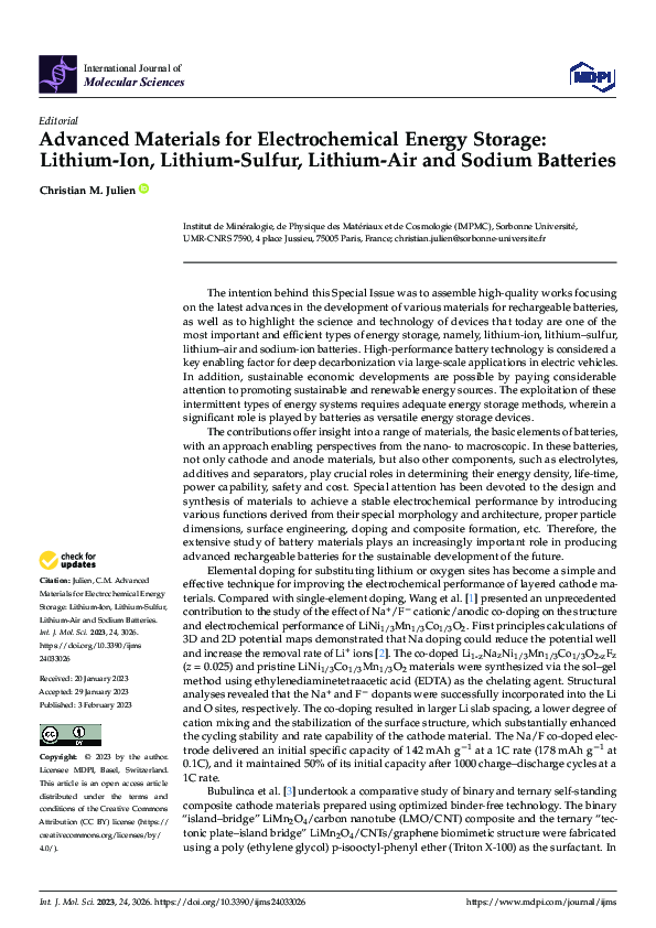 (PDF) Advanced Materials for Electrochemical Energy Storage: Lithium ...