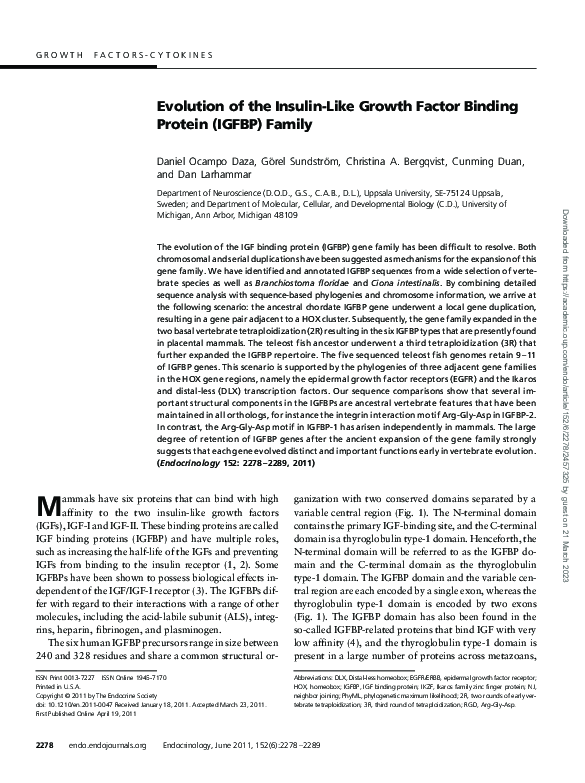(PDF) Evolution of the Insulin-Like Growth Factor Binding Protein ...