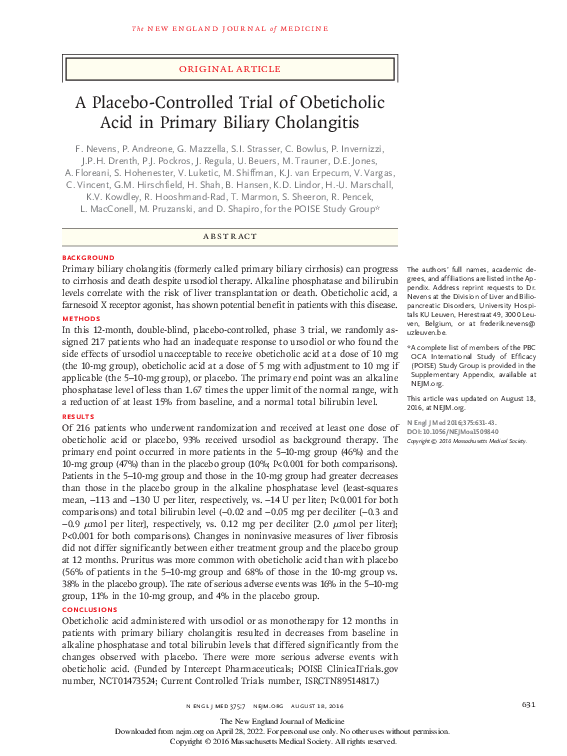 (PDF) A Placebo-Controlled Trial of Obeticholic Acid in Primary Biliary ...