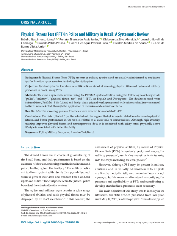 (PDF) Physical Fitness Test (PFT) in Police and Military in Brazil: A ...