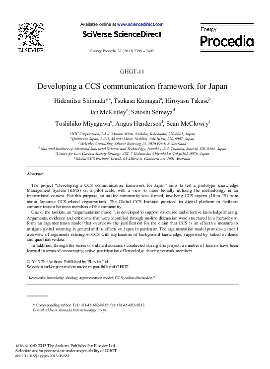 (PDF) Developing a CCS Communication Framework for Japan