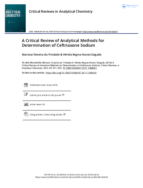 (PDF) A Critical Review of Analytical Methods for Determination of ...