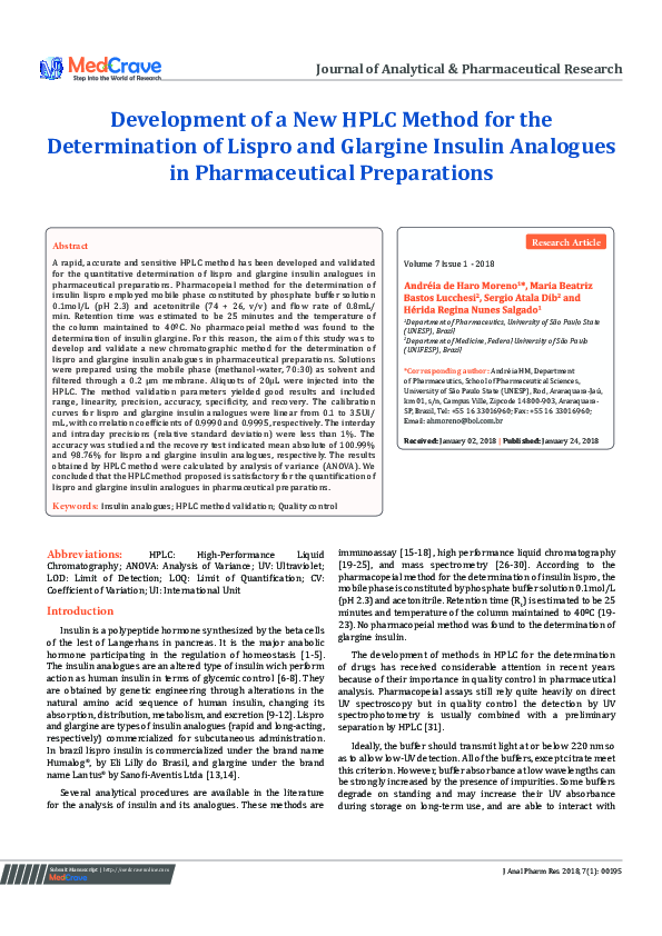 (PDF) Development of a New HPLC Method for the Determination of Lispro ...
