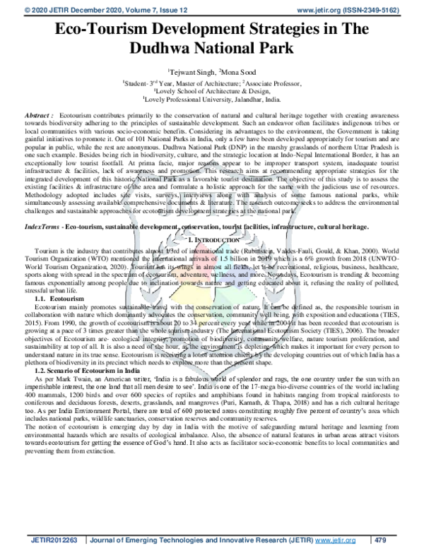 (PDF) Eco-Tourism Development Strategies in The Dudhwa National Park
