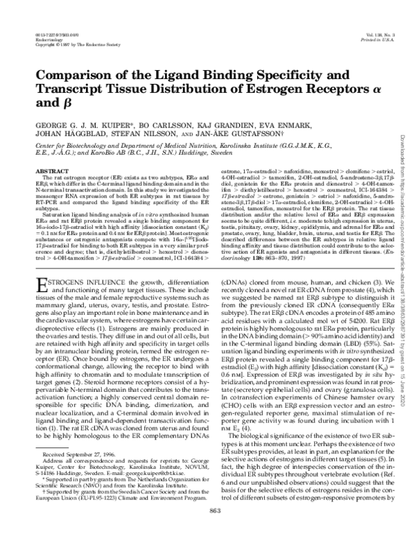 (PDF) Comparison of the Ligand Binding Specificity and Transcript ...