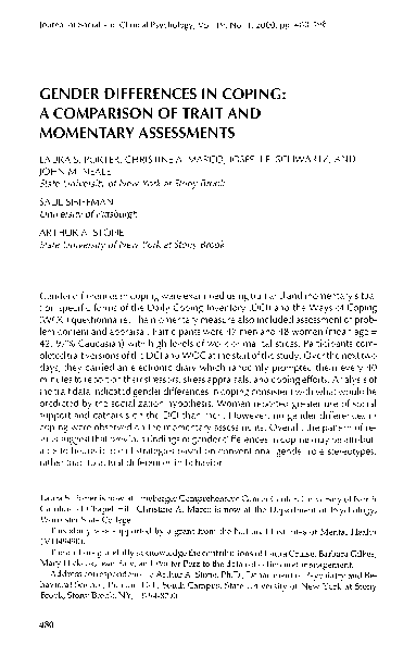 (PDF) Gender Differences in Coping: A Comparison of Trait and Momentary ...