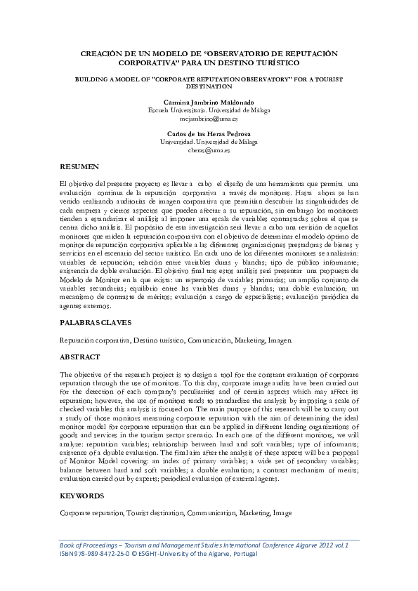 (PDF) Creación de un modelo de “Observatorio de reputación corporativa ...