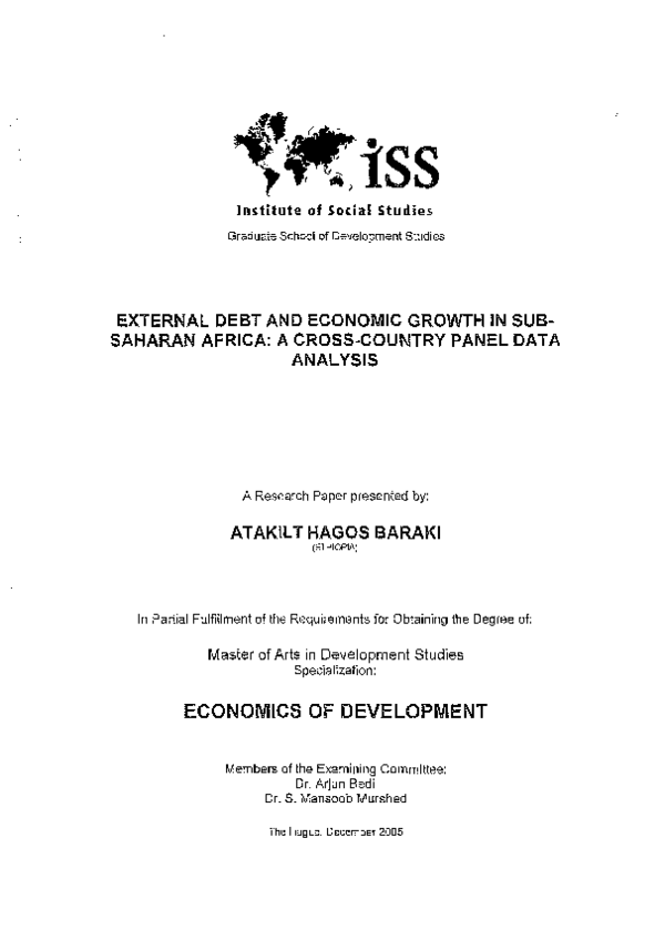 (PDF) External Debt and Economic Growth in Sub-Saharan Africa: A Cross ...