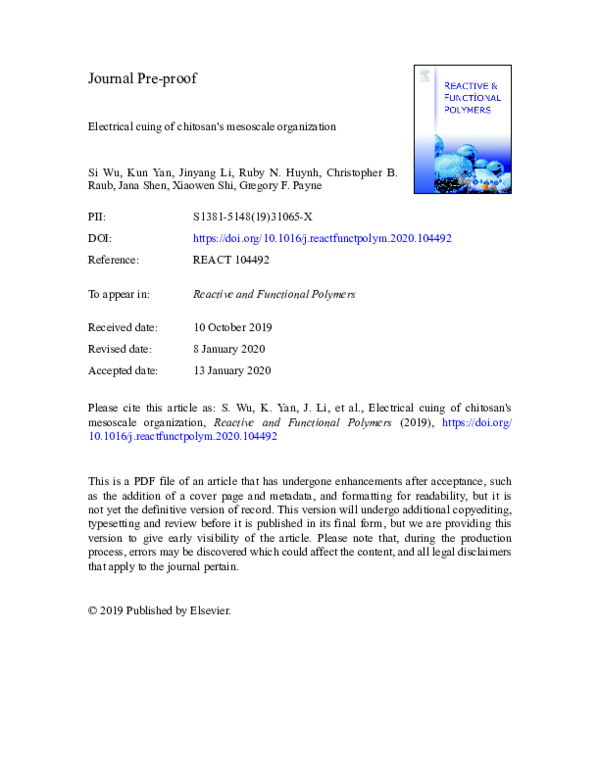 (PDF) Electrical cuing of chitosan's mesoscale organization
