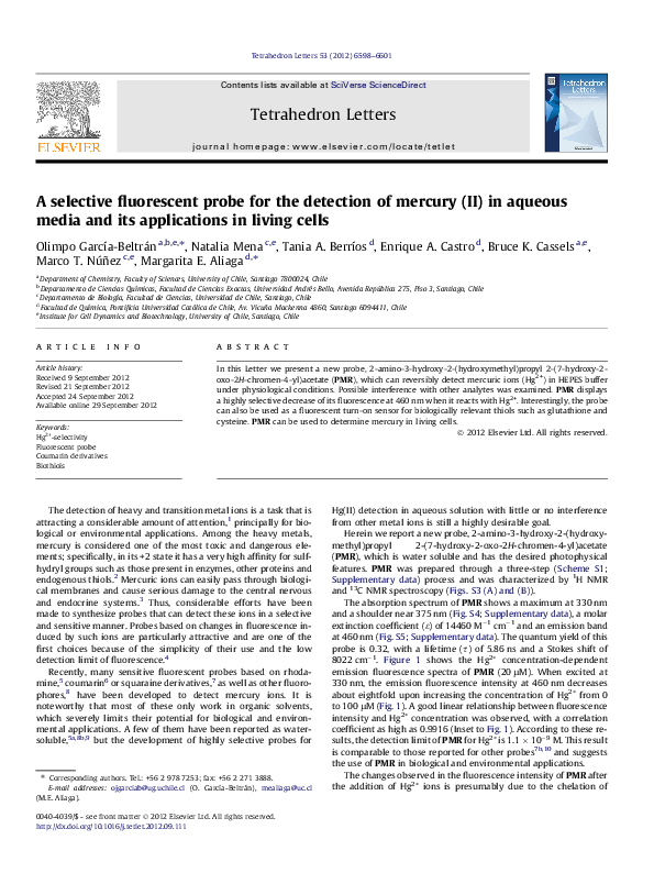 (PDF) A selective fluorescent probe for the detection of mercury (II ...