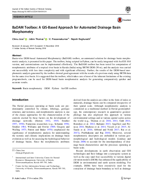 (PDF) BaDAM Toolbox: A GIS-Based Approach for Automated Drainage Basin ...