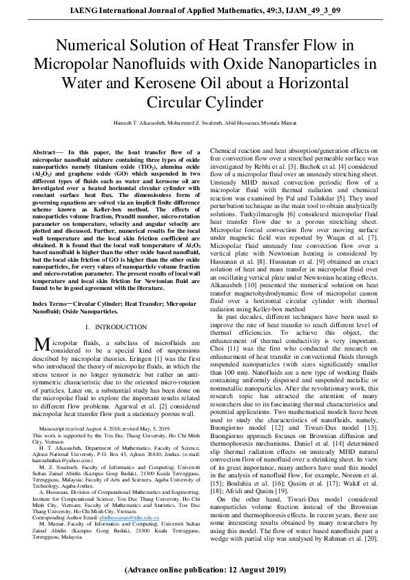 (PDF) Numerical Solution of Heat Transfer Flow in Micropolar Nanofluids ...