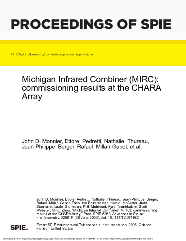(PDF) Michigan Infrared Combiner (MIRC): commissioning results at the ...
