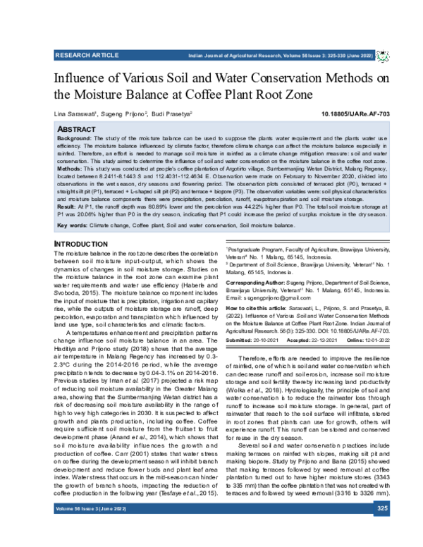 (PDF) Influence of Various Soil and Water Conservation Methods on the ...