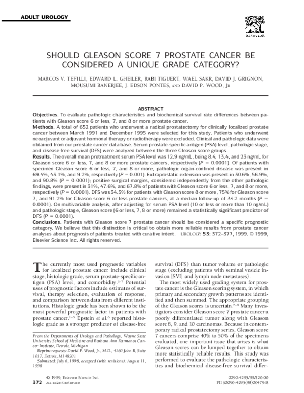 (PDF) Should Gleason score 7 prostate cancer be considered a unique ...