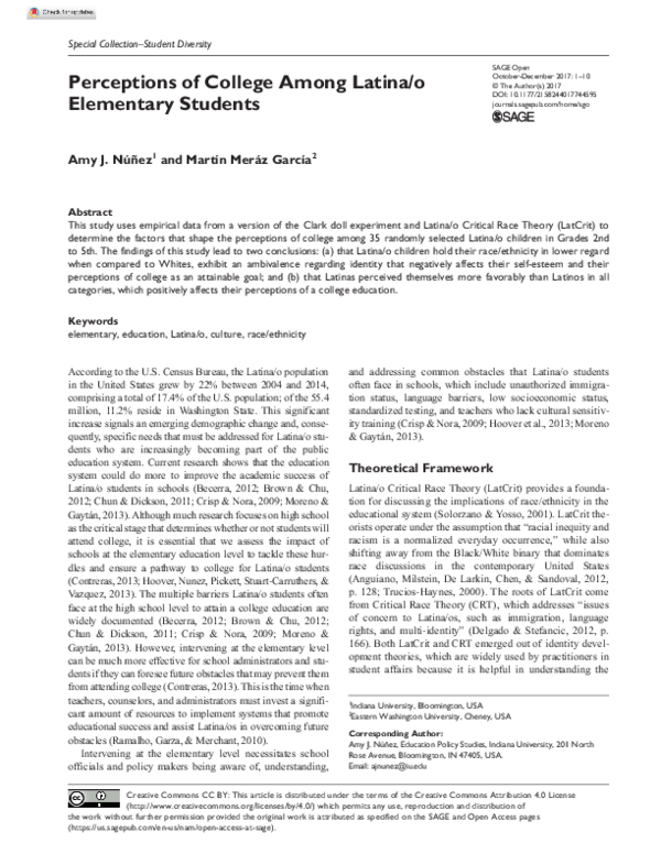 (PDF) Perceptions of College Among Latina/o Elementary Students