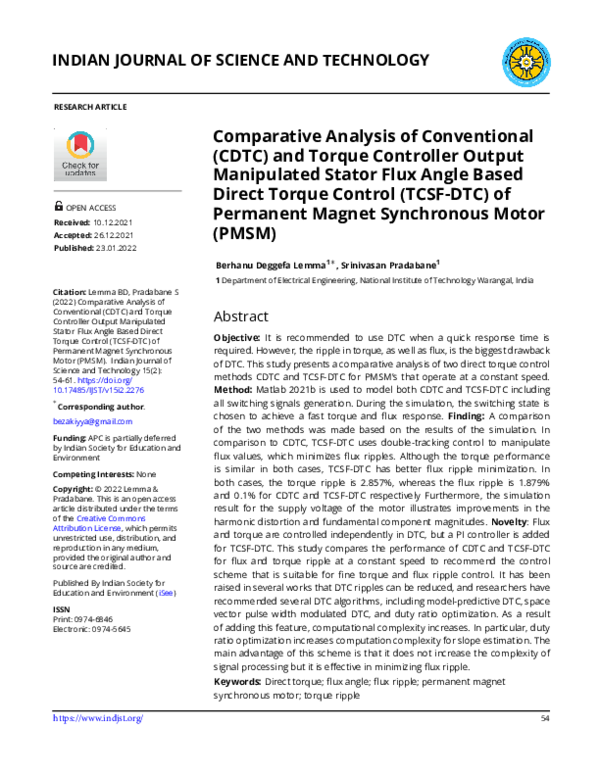 (PDF) Comparative Analysis of Conventional (CDTC) and Torque Controller ...