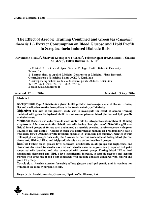 (PDF) The Effect of Aerobic Training Combined and Green tea (Camellia ...